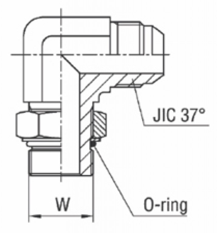 Adaptador 90° Macho UNF Orientável x Macho JIC 37°