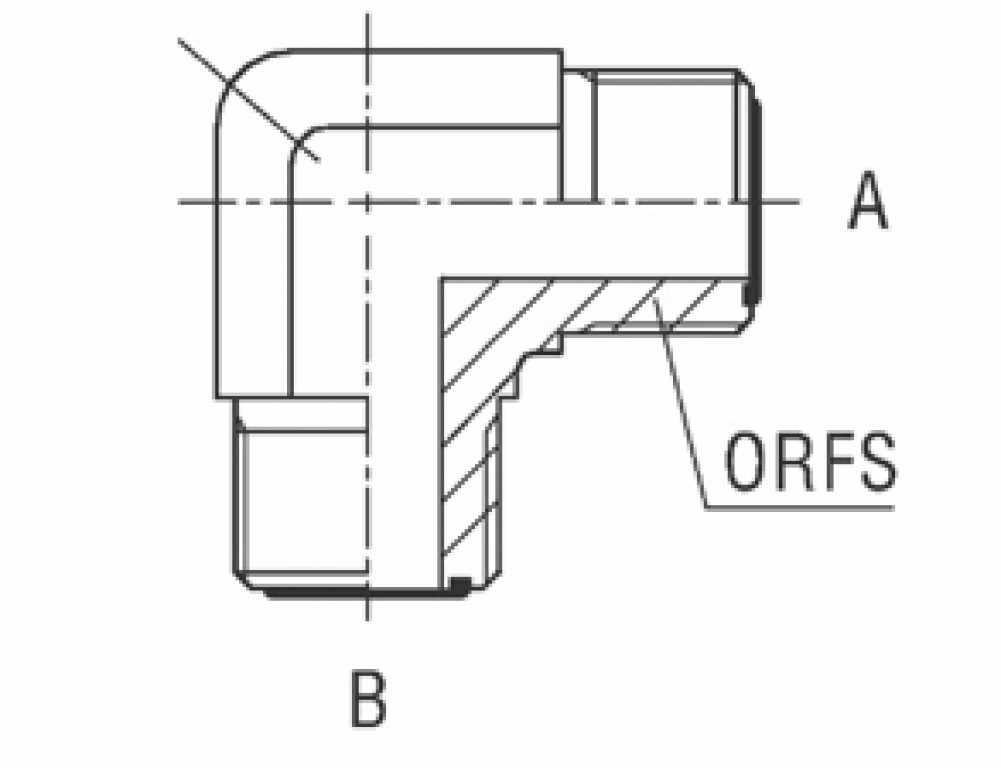 Adaptador 90° Macho ORFS