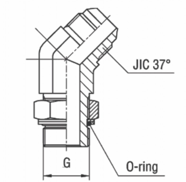 Adaptador 45° Macho BSPP Orientável x Macho JIC 37°