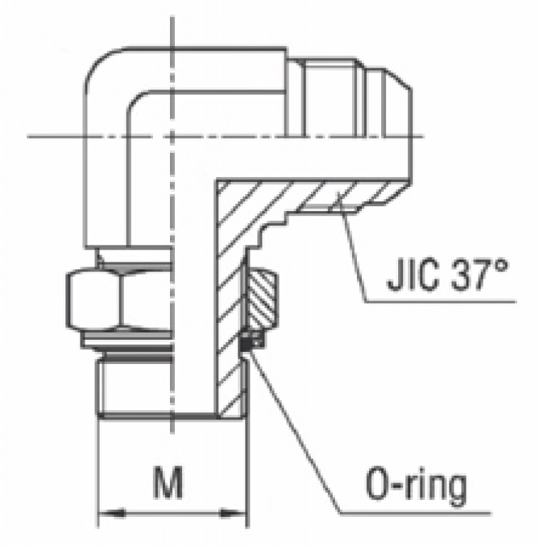 Adaptador 90° Macho Métrico Orientável x Macho JIC 37°