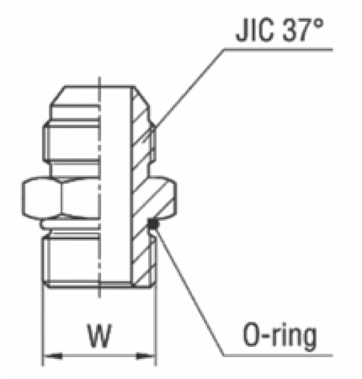 Adaptador Reto Macho UNF com Anel O'ring x Macho JIC 37°