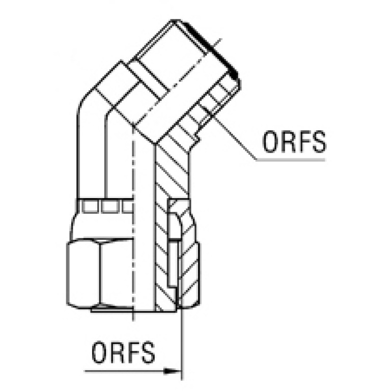 Adaptador 45° Fêmea ORFS x Macho ORFS