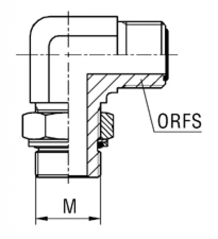 Adaptador 90° Macho Métrico Orientável x Macho ORFS