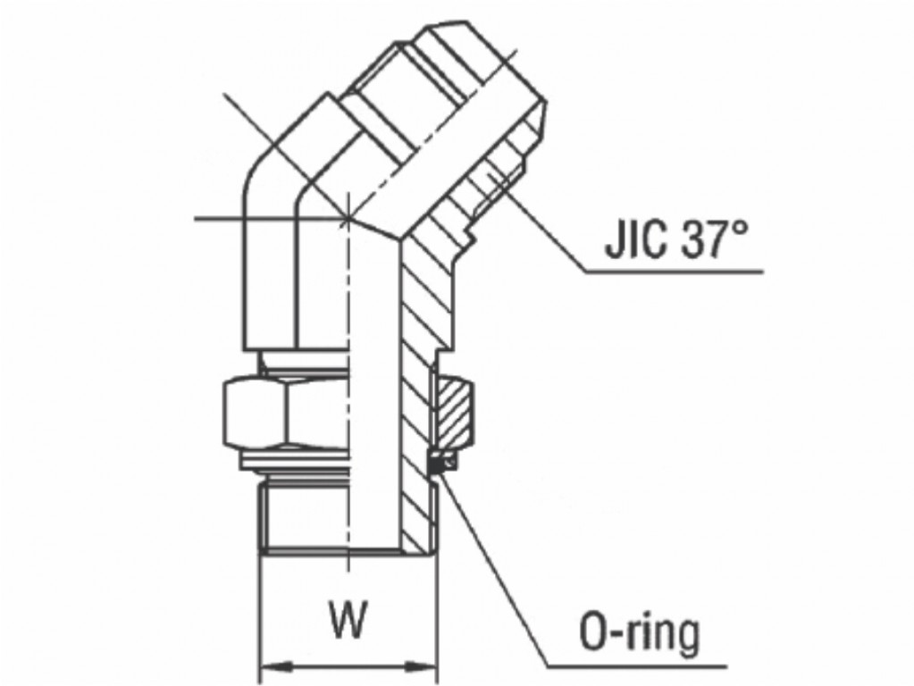 Adaptador 45° Macho UNF Orientável x Macho JIC 37°