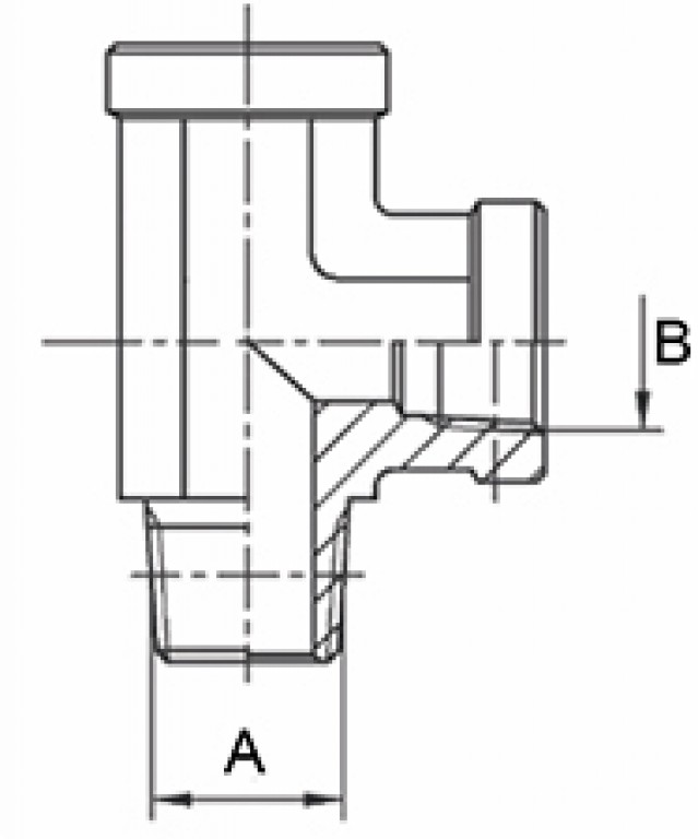 Adaptador Tee Macho Lateral NPTF x Fêmea NPTF