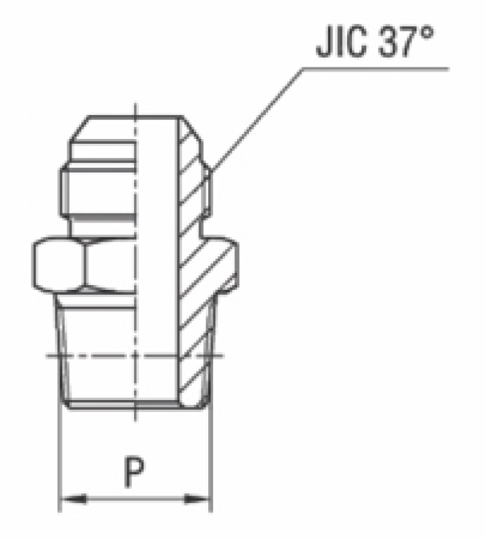 Adaptador Reto Macho NPTF x Macho JIC 37°